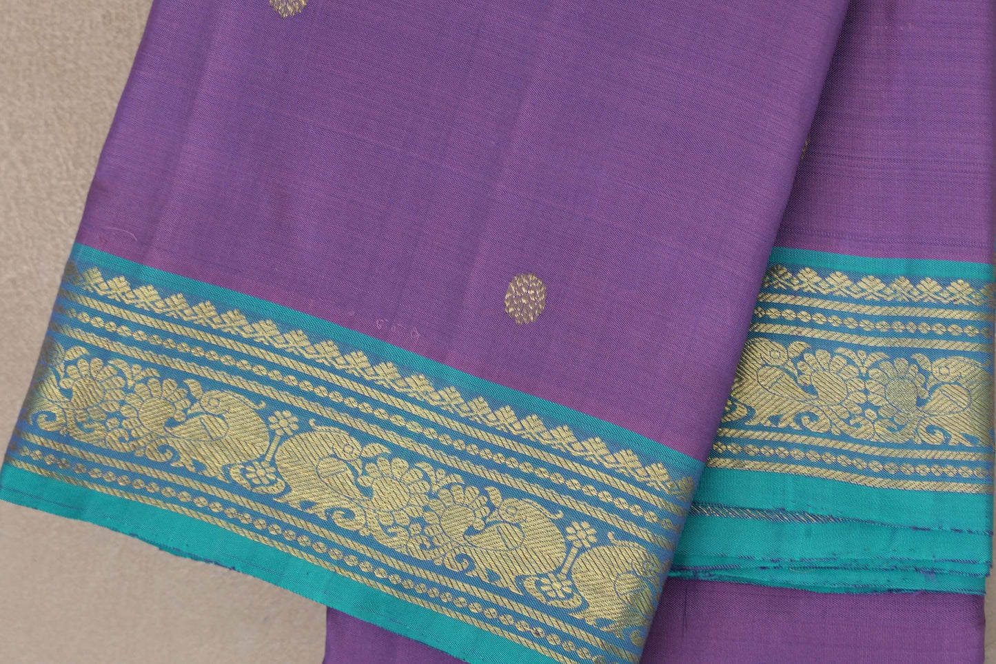 Lavender Purple Vintage Kanjivaram Silk Saree border