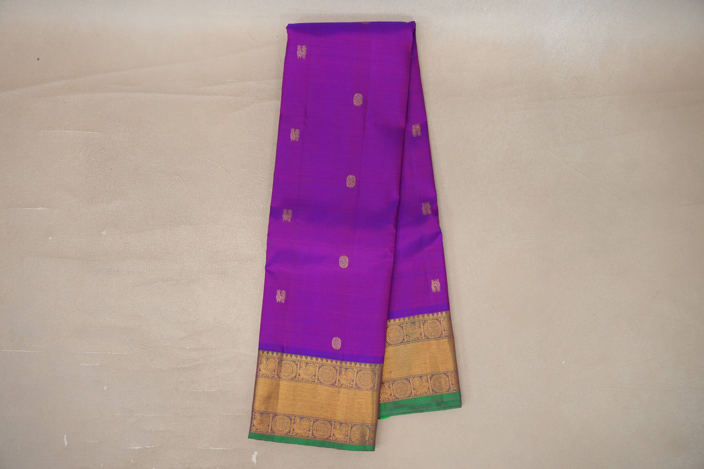 Dual Tone of Blue & Pink Vintage Kanjivaram Silk Saree by Shreenivas Silks