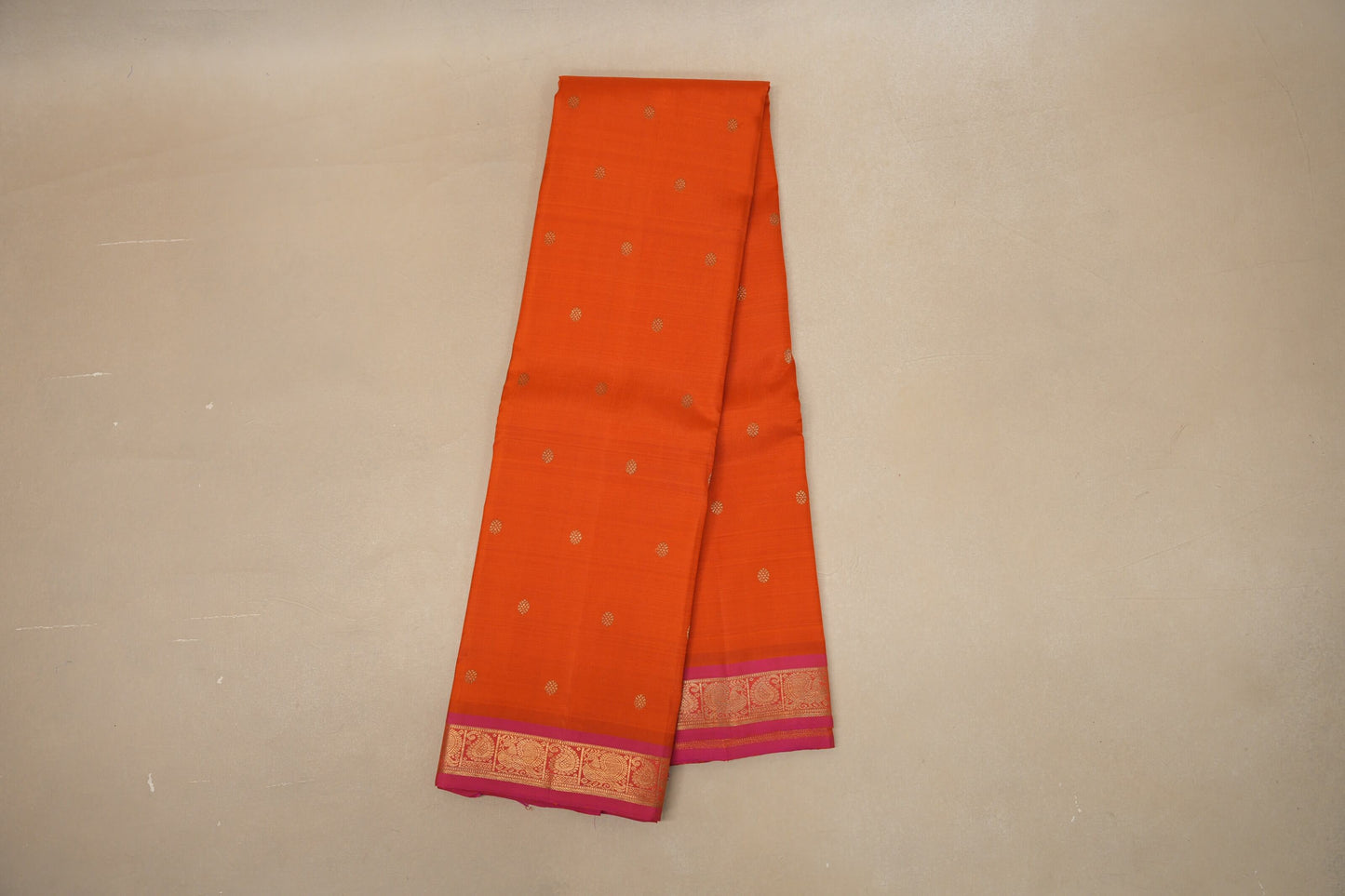 Orange with pink border Heirloom Kanjivaram Silk Saree by Shreenivas Silks PSSR018758 - Parisera