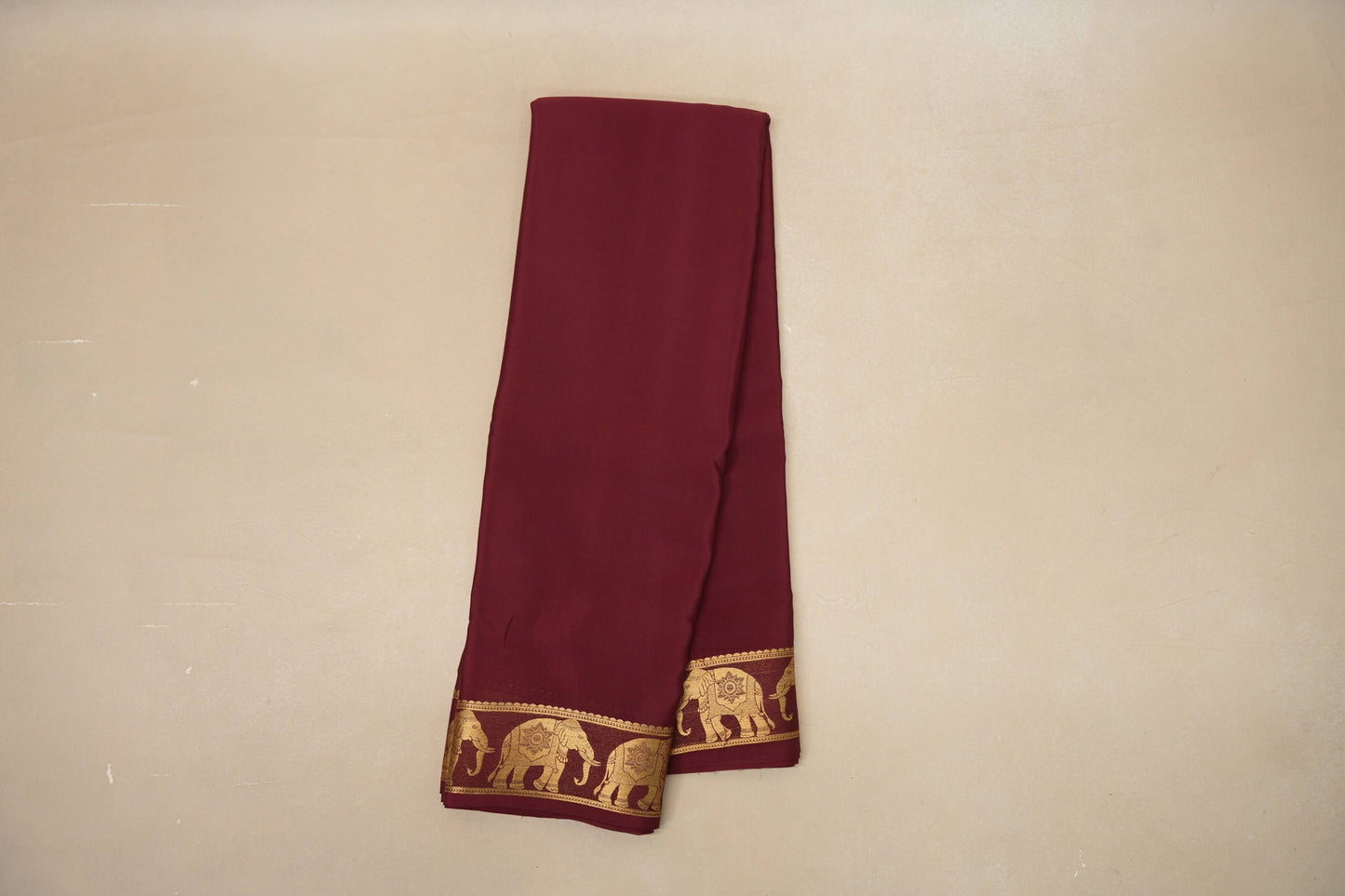 Deep Maroon Mysore Silk Saree PSSR018764 - Parisera