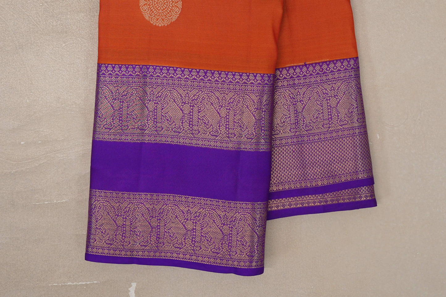Deep Orange Soft Silk Saree border zoom