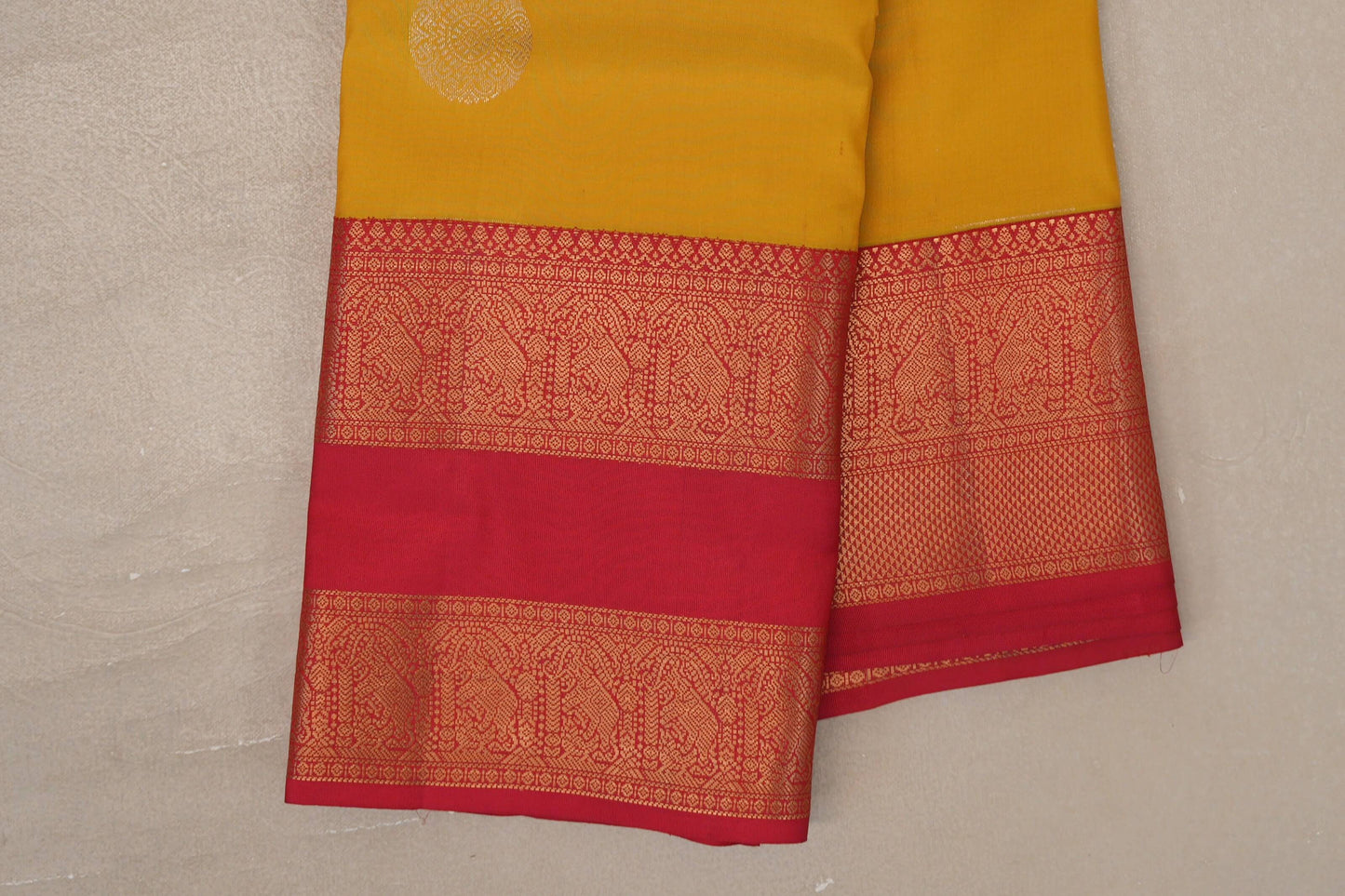 Lemon Yellow Soft Silk Saree border zoom