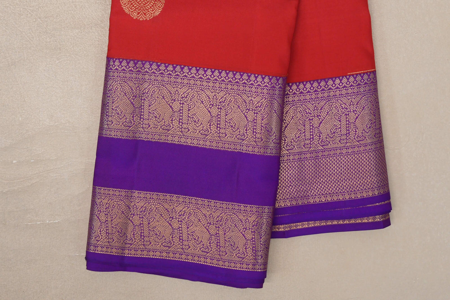 Tomato Red Soft Silk Saree border zoom