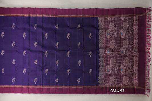 Deep Violet Purple Soft Silk Saree paloo
