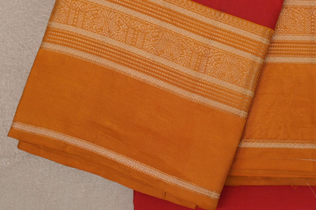Bright Red Soft Silk Saree border zoom