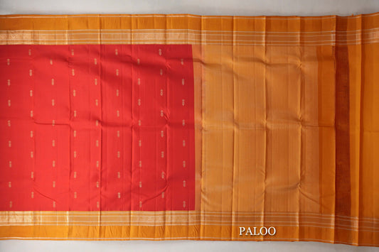 Bright Red Soft Silk Saree paloo