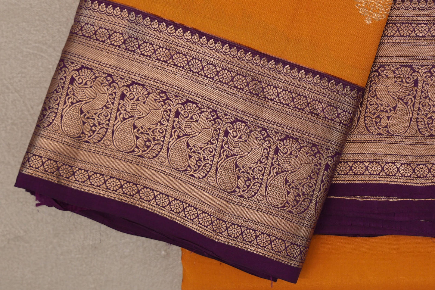 Mango Orange Soft Silk Saree border zoom
