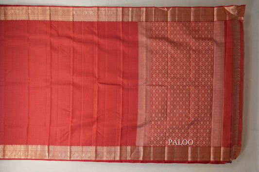 Red Light Weight Kanchipuram Silk Saree paloo