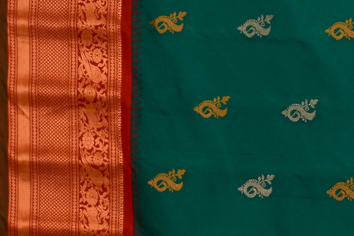 Gadwal silk saree Indo fabric PSIF060083 - Parisera