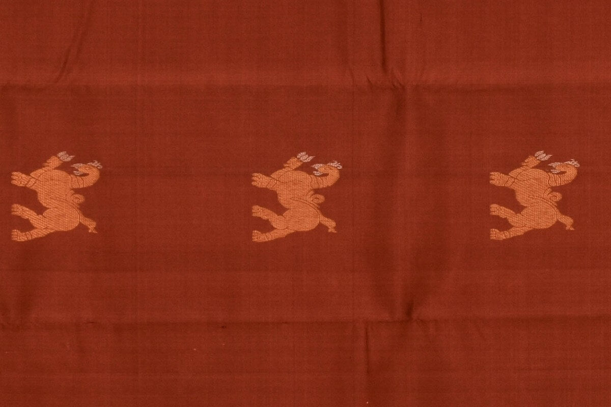 Yali Motif Kanjivaram Silk Saree - Dual-Tone Pink & Brown Design PSTL22E - Parisera