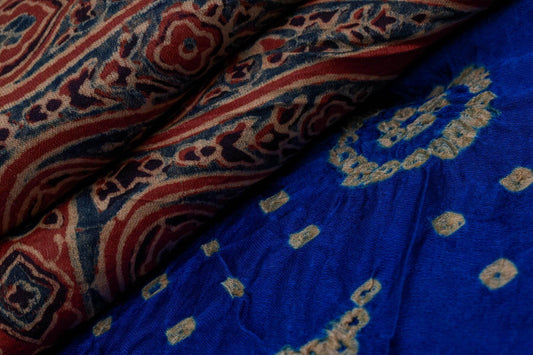 Bandhani Ajrakh Gaji Silk Saree by Chakor PSCK260313
