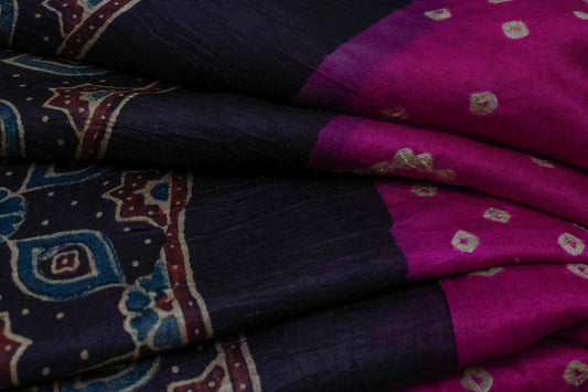 Bandhani Ajrakh Gaji Silk Saree by Chakor PSCK260314