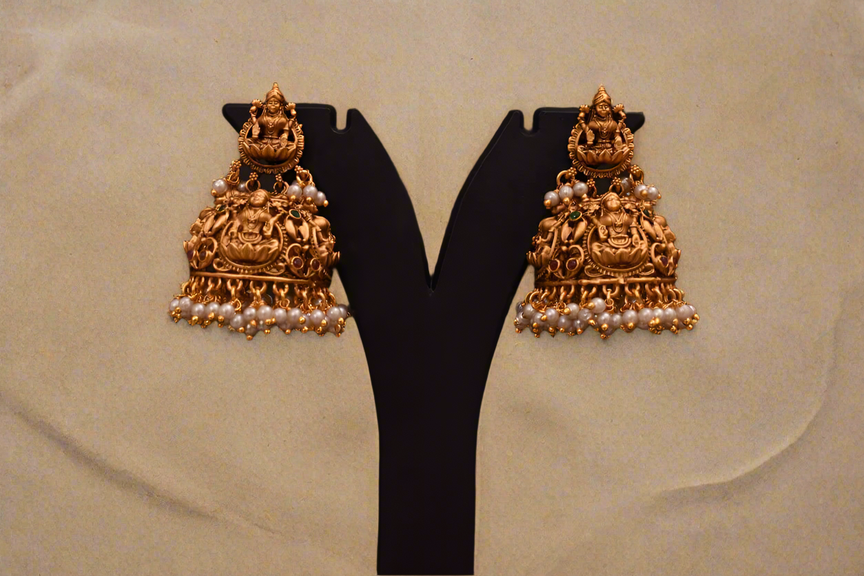 Temple Jewellery Long Jhumkas Online Shopping Lakshmi Jhumka With