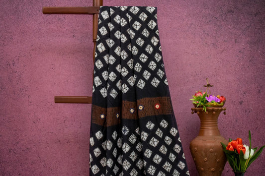 Bandhani mirror work Cotton saree by Sameeksha PSSH340007 - Parisera