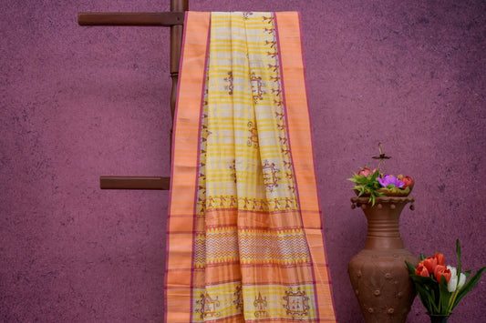 Warli print Silk cotton saree by Sameeksha PSSH340010 - Parisera