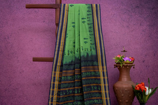 Block printed Cotton saree by Sameeksha PSSH340014 - Parisera