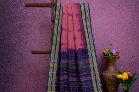 Block printed Cotton saree by Sameeksha PSSH34023 - Parisera