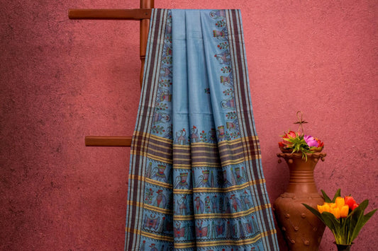 Hand painted Tussar Silk saree by Sameeksha PSSH34029 - Parisera