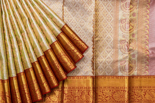Mild Green Kanjivaram Silk Saree by Tharakaram PSTK04051