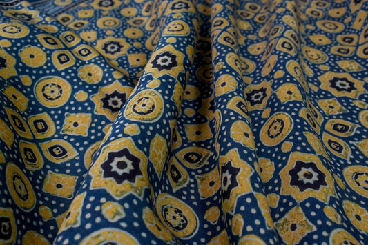 Chakor ajrakh cotton modal saree PSCK260220 - Parisera