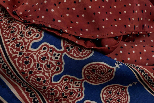 Chakor ajrakh cotton modal saree PSCK260221 - Parisera