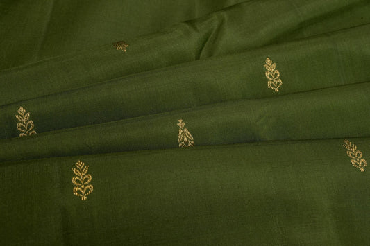 Olive Green Kanjivaram silk saree PSSR014332 - Parisera
