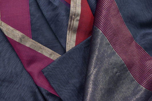 Grey Chanderi Silk Cotton Saree by Chakor PSCK260228 - Parisera