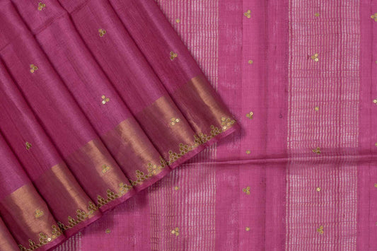 Pink Bhagalpuri Tussar Silk Saree by Chakor PSCK260247 - Parisera