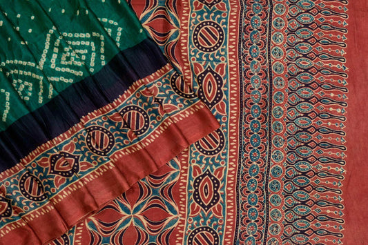 Bandhani/Ajrakh Gaji Silk Saree by Chakor PSCK260289 - Parisera