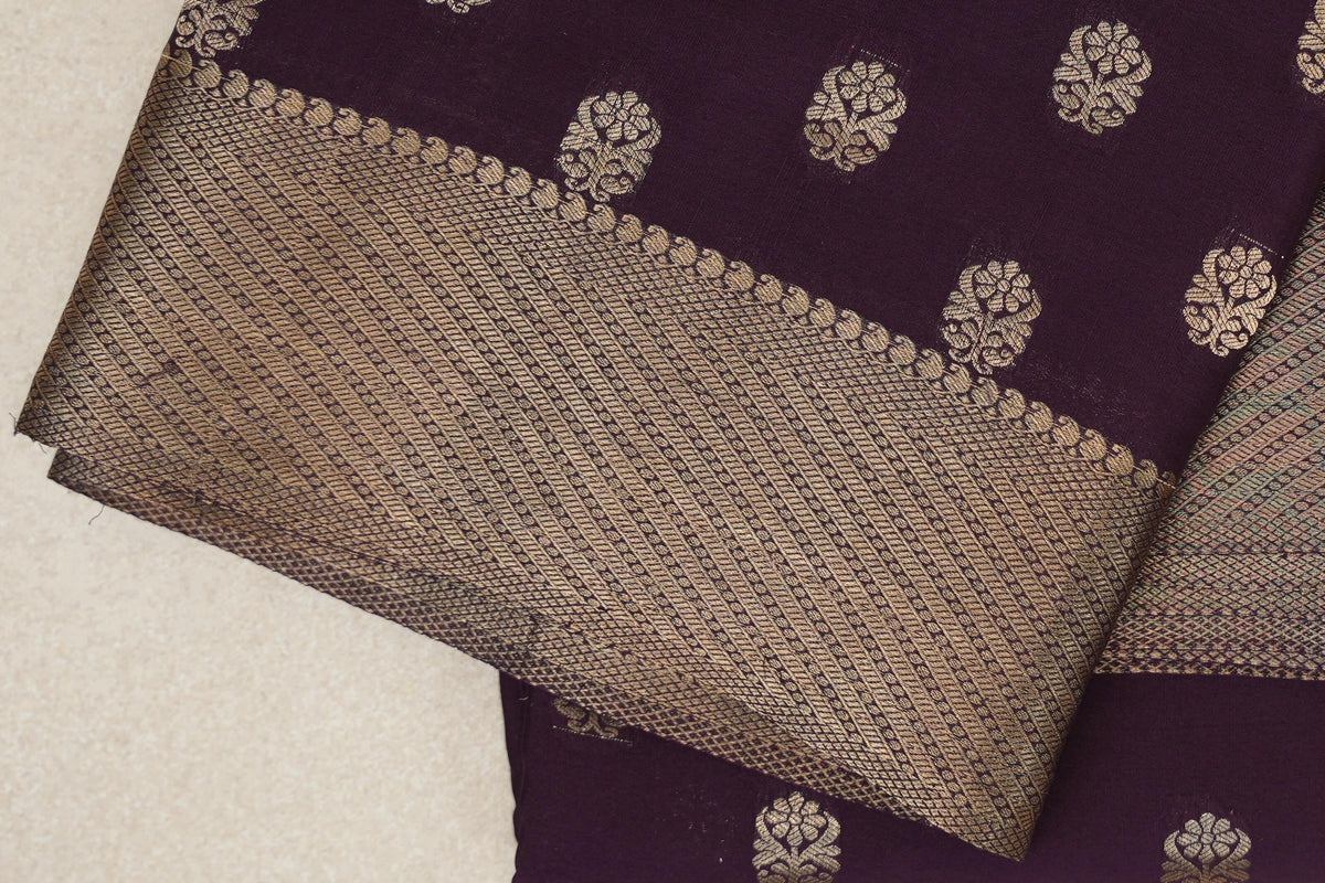 Deep Purple Mysore Silk Saree border zoom