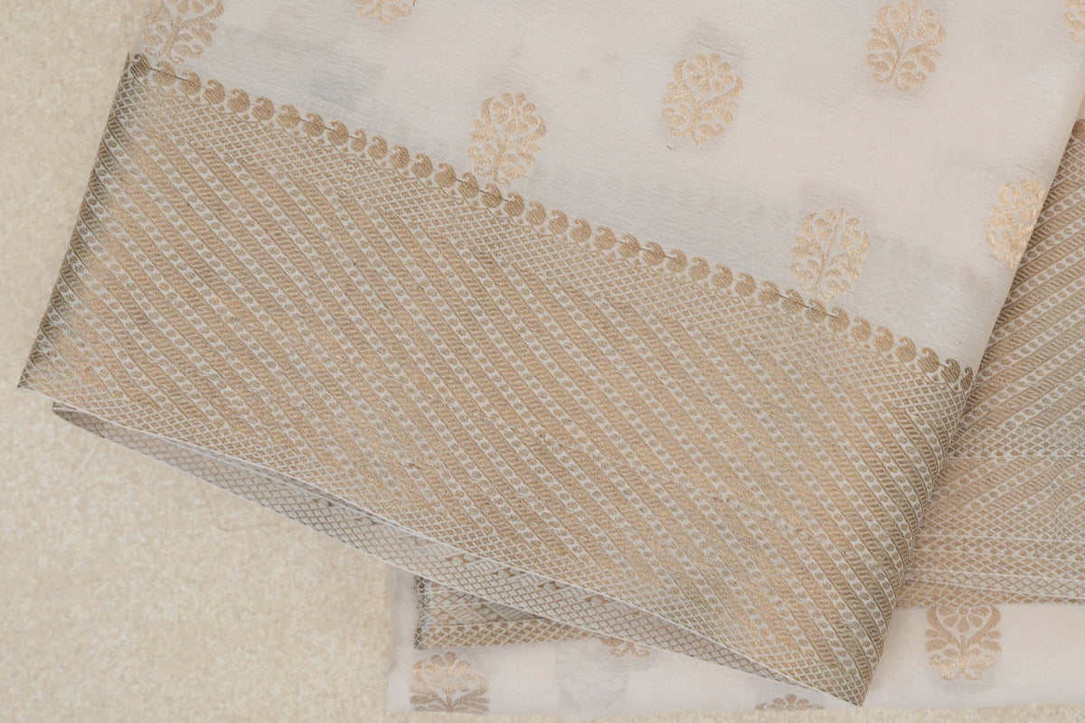 Cream Beige Mysore Silk Saree border zoom