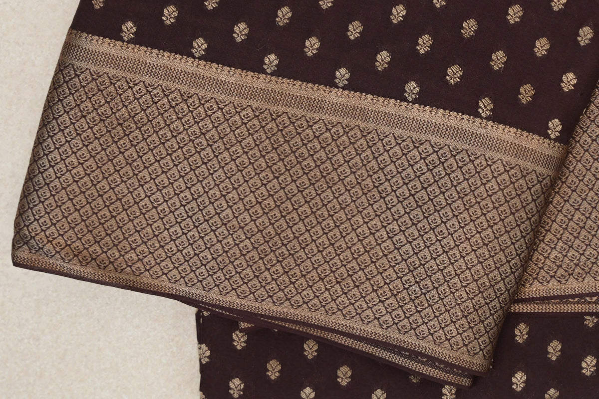 Coffee Bean Brown Mysore Silk Sareeborder zoom