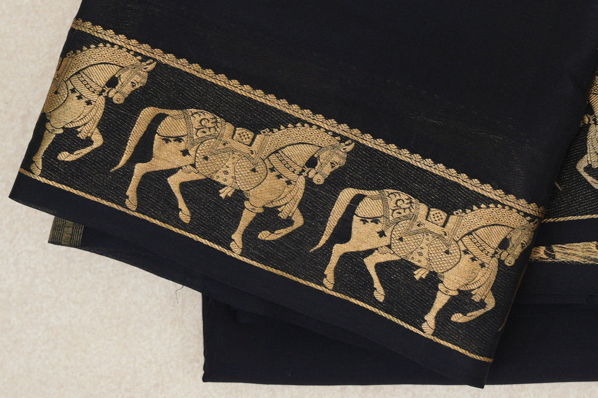 Jet Black Mysore Silk Saree by Shreenivas Silks PSSR0110352