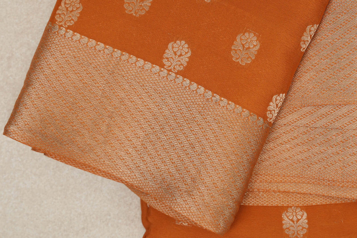 Mustard Orange Mysore Silk Saree by Shreenivas Silks border