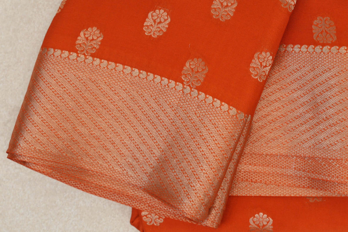 Dark Orange Mysore Silk Saree by Shreenivas Silks PSSR0110363