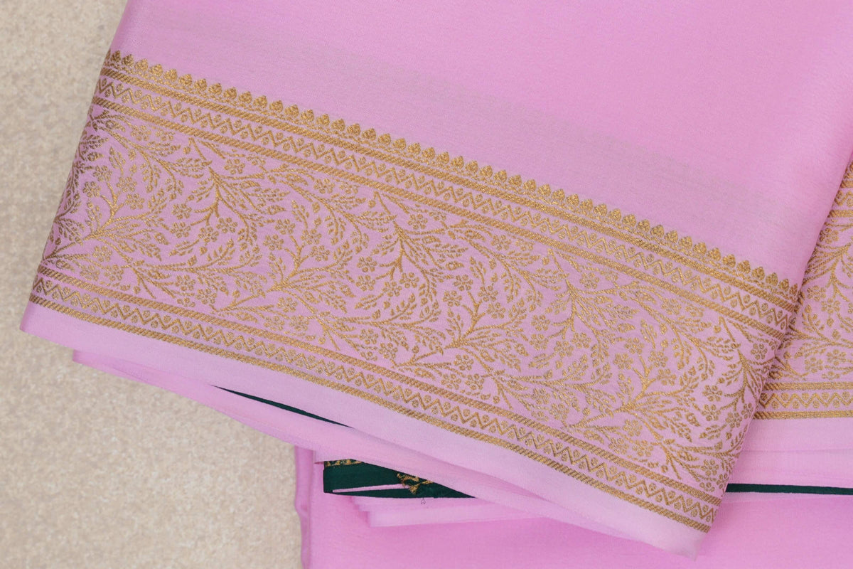 Baby Pink Mysore Silk Saree border zoom