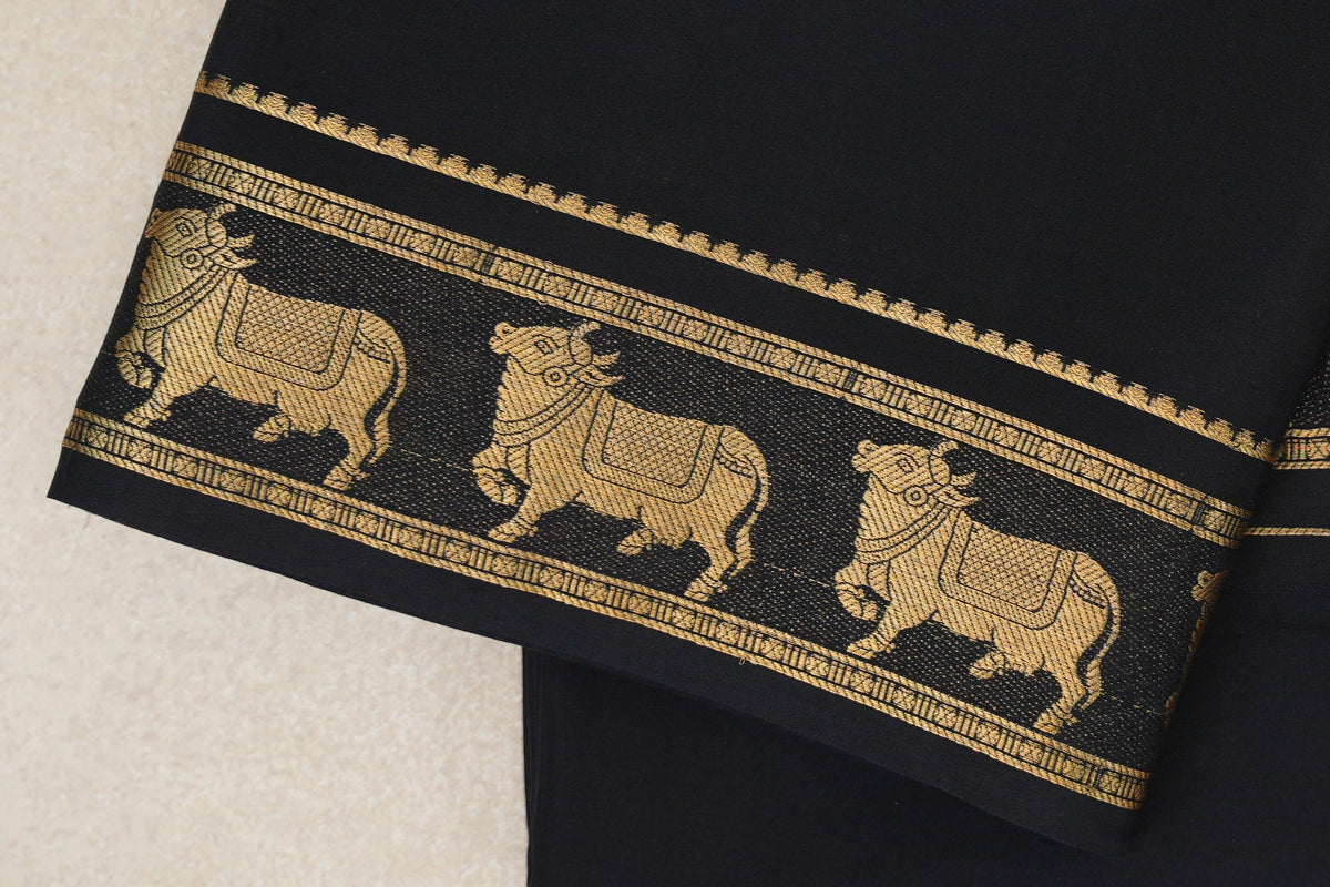 Black Mysore Silk Saree border zoom