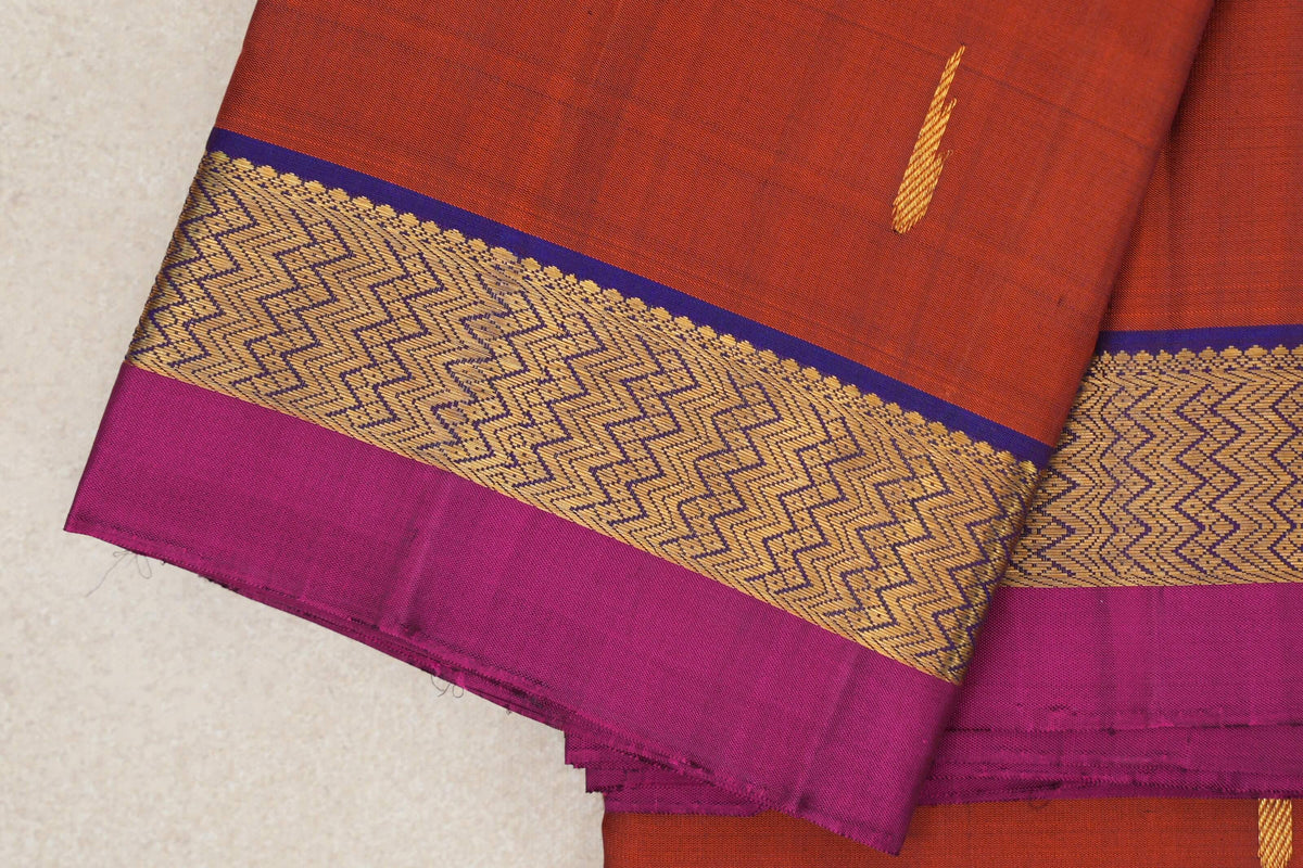 Rust Vintage Kanjivaram Silk Sareeborder zoom
