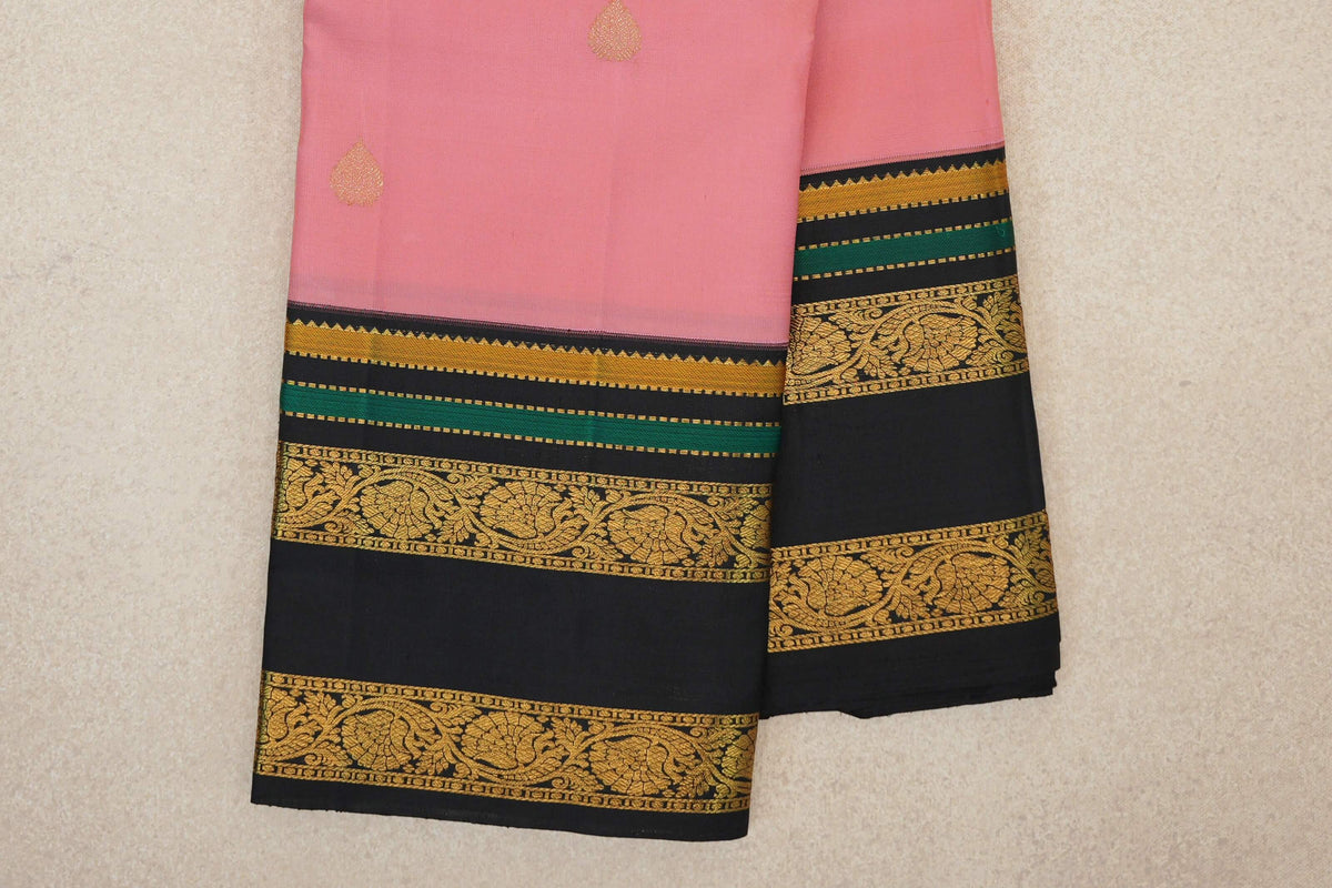 Pastel Pink Vintage Kanjivaram Silk Saree border zoom