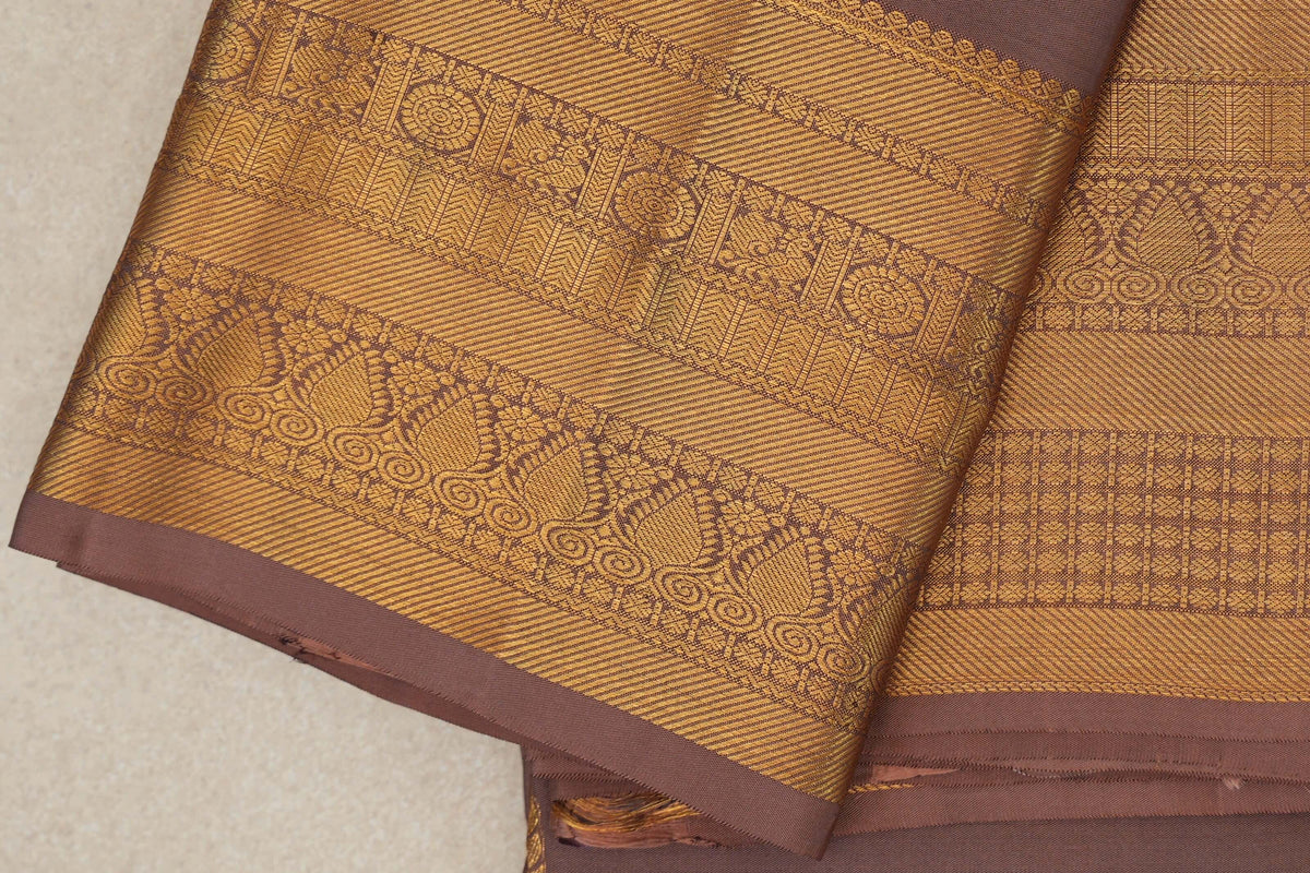 Light Brown Light Weight Kanchipuram Silk Saree border zoom