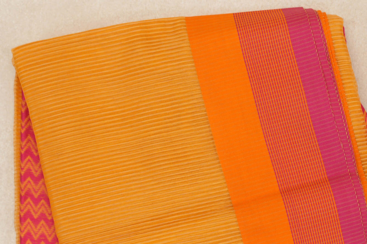 Mango Yellow with Multi Color Borders Maheshwari Silk Cotton Saree by Shreenivas Silks PSSR0110629