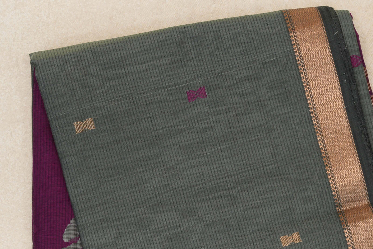 Sage Green with Deep Sage Green Borders Maheshwari Silk Cotton Saree by Shreenivas Silks PSSR0110634