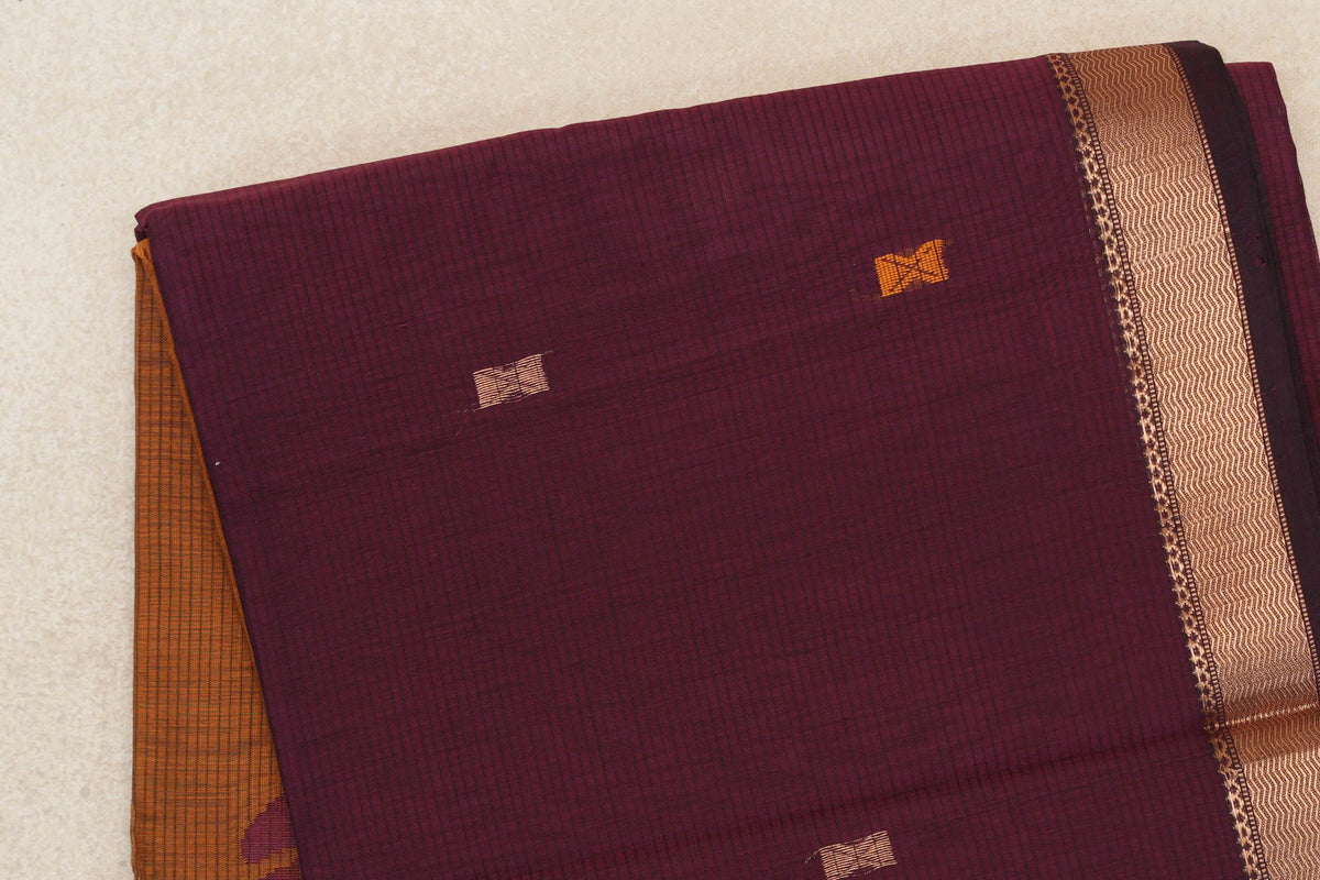 Deep Wine Maheshwari Silk Cotton Saree by Shreenivas Silks PSSR0110650