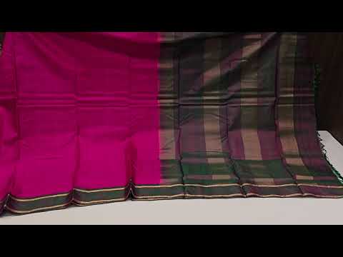 9 Yard Madisar Kanjivaram Silk Saree in Pink with Dual Tone Pink & Green Border by A Silk Weave PSAC0901383
