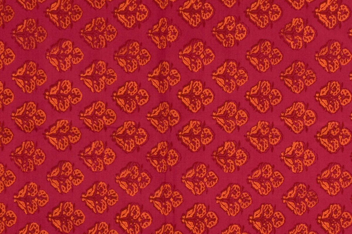 Deep Pink Hand-block printed Mulberry silk saree by Inheritance India PSSW29002 - Parisera