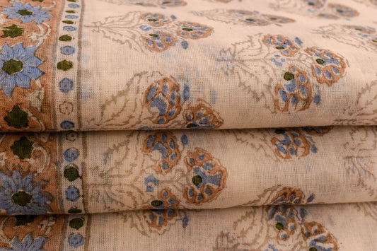 Hand-block printed Cotton saree PSSW290018 - Parisera