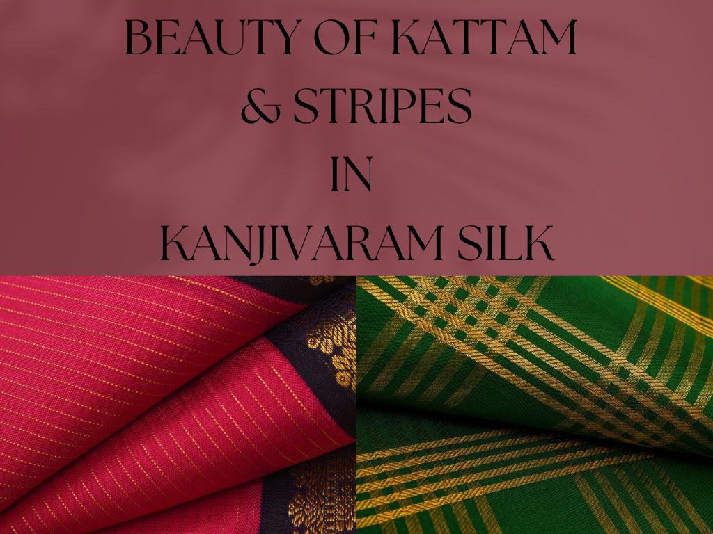 Beauty of kattam and stripes in Kanjivaram silks !