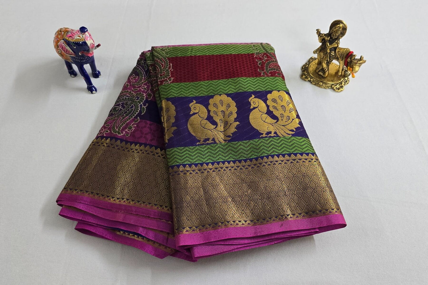 Block printed Light weight Kanjivaram Silk Saree by Shreenivas Silks PSSR015593