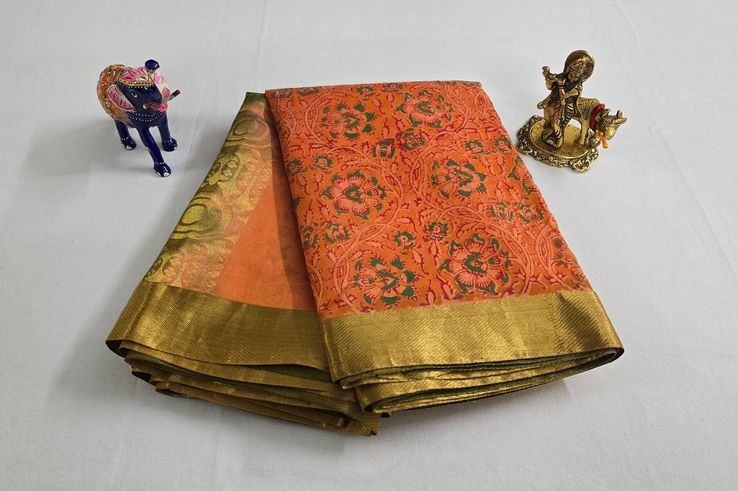 Block printed Light weight Kanjivaram Silk Saree by Shreenivas Silks PSSR015597