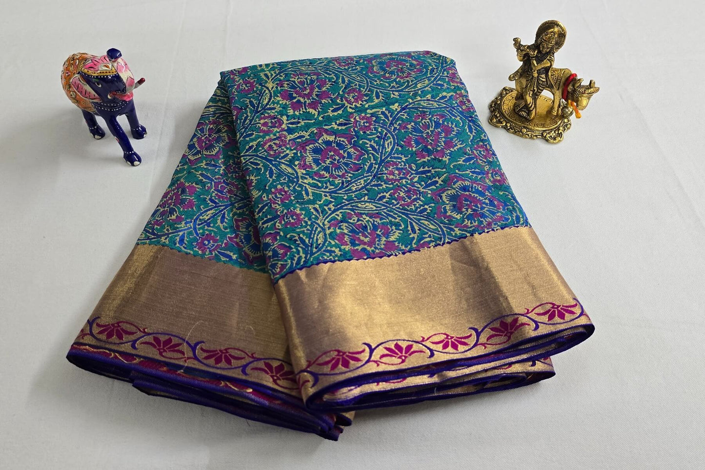 Block printed Light weight Kanjivaram Silk Saree by Shreenivas Silks PSSR015609